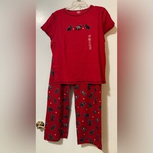 NWT Adonna Ladies’ Scottish Terrier Red Pajamas Set Size Large (12-14)